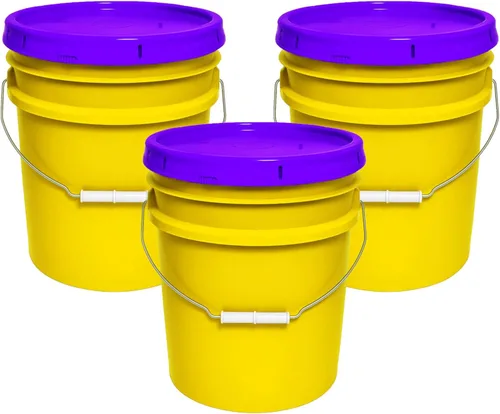 Miniatura 20 de Balde de 5 galones y tapa - Cubo resistente de 90 mil para todo uso - Fabricado en los Estados Unidos - Grado alimenticio - Plástico sin BPA - Rojo