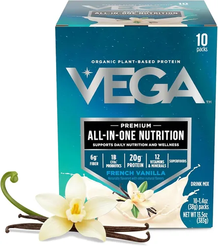 Miniatura 29 de Vega Organic All-in-One Proteína vegana en polvo sabor chocolate 9 porciones, ingredientes de superalimento, vitaminas para apoyo inmunológico