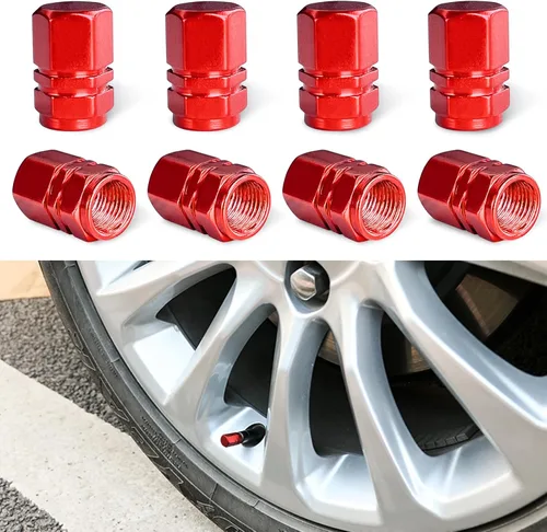 Miniatura 22 de Ziciner 12 tapas de vástago de válvula de neumático de automóvil, cubiertas de válvula de rueda de aleación de aluminio con junta tórica de goma