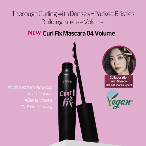 Miniatura 4 de ETUDE Máscara Curl Fix Volumen 1+1 Set, Máscara para Pestañas, Rizos Fuertes, Larga Duración, Impermeable, Ligera, Maquillaje Coreano, Belleza