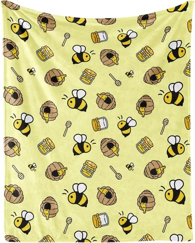 Miniatura 8 de Manta de abeja para niños, suave, mullida y acogedora, 30 x 40 pulgadas, manta de regazo para sofá, oficina, color negro, lindas mantas cálidas