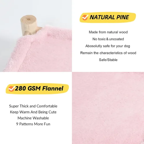Miniatura 3 de Patas Lague Hamaca para gatos y perros, cama elevada para perros pequeños, cama elevada de madera para gatos y conejos, muebles para todas las Forro