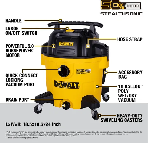 Miniatura 6 de DEWALT STEALTHSONIC - Aspiradora ultra silenciosa para tienda Wet Dry Shop Vac de 5 galones, aspiradora ultra silenciosa para tienda húmeda y seca