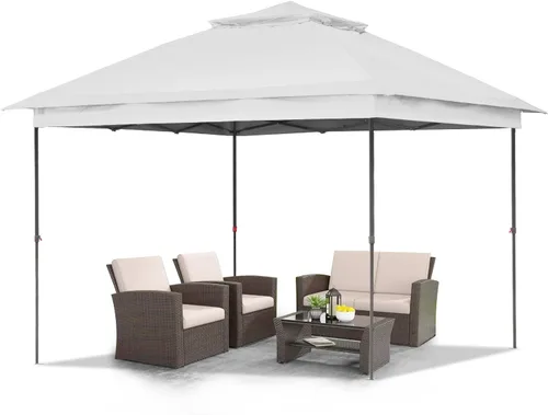 GDY 11x11 ft Gazebo Tent Folding Heavy Duty Height Adjustable Sun Shelter Gazebos, White