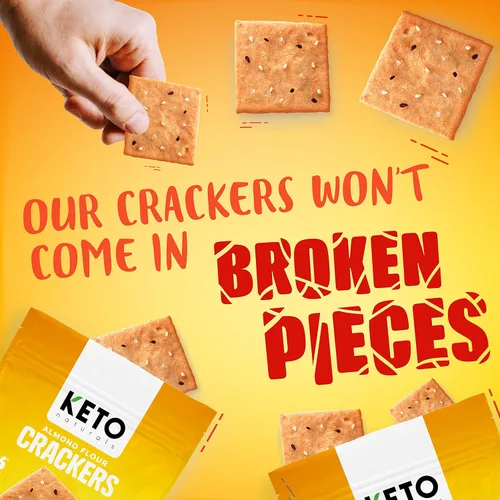 Miniatura 6 de Keto Crackers galletas bajas en carbohidratos (cheddar y cebolla), galletas cetogénicas, casi cero carbohidratos sin azúcar (paquete de 3) harina