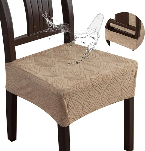 Miniatura 28 de Fundas de asiento para silla de comedor, extraíbles y lavables, juego de 2, fundas de cojín de asiento de silla de jacquard, protectores