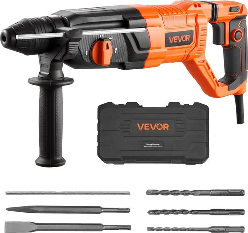 Miniatura 15 de VEVOR - Rotomartillo SDS-Plus de 1-1/4 pulgadas, taladro con cable de 13 amperios, martillos de astilla de servicio pesado con control de vibración
