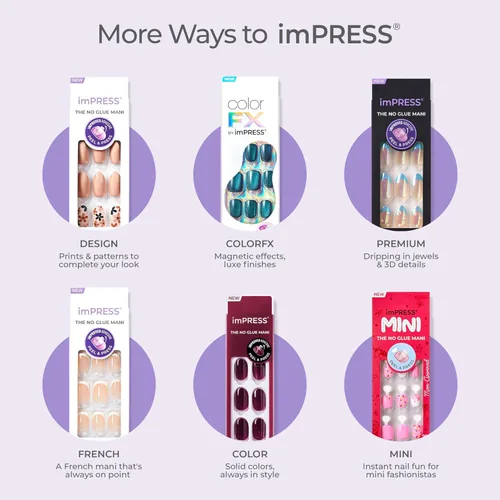 Miniatura 5 de KISS imPRESS Uñas a presión sin pegamento, 'Baby why so Blue', Azul, Tamaño corto, Forma cuadrada, Incluye 30 uñas, almohadilla de preparación, hoja