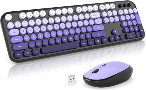 Miniatura 11 de Teclado y mouse inalámbricos, máquina de escribir, teclado de tamaño completo con teclado numérico y mouse conectado USB 2 en 1 para Windows 7/8/10