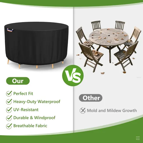 Miniatura 5 de STARTWO Fundas redondas para muebles de patio, fundas impermeables para muebles de exterior, resistentes a los rayos UV