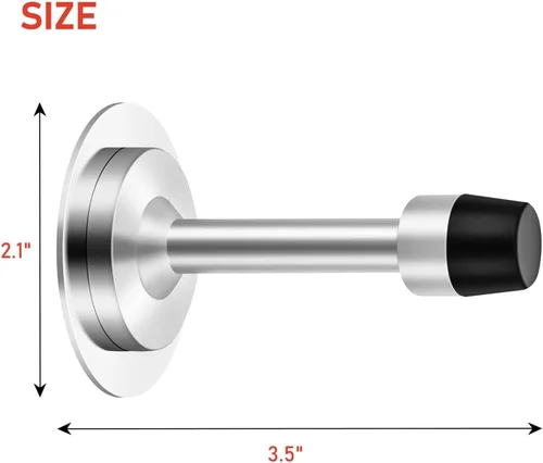 Miniatura 2 de Topes de puerta autoadhesivos de 3.5 pulgadas para parte inferior de la puerta, punta de parachoques de goma, tope de puerta de acero inoxidable
