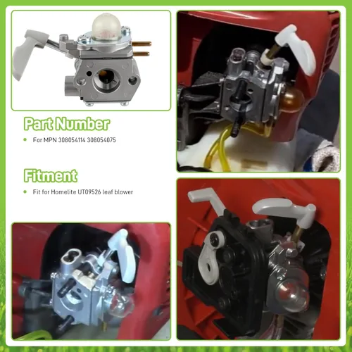 Miniatura 6 de 308054114 308054075 Kit de Carburador Compatible con Homelite 26B Soplador de Hojas UT09526 26cc con Herramienta de Ajuste de Piezas y Filtro de Aire