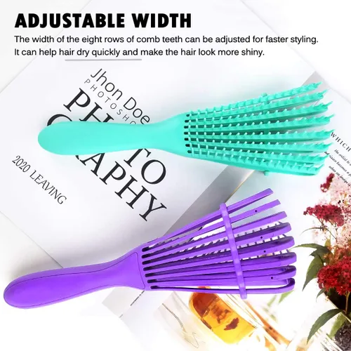 Miniatura 2 de Cepillo desenredante para mujeres afroamericanas/africanas 3a a 4c para cabello rizado, ondulado, rizado, enrollado, desenredante de nudos y peine