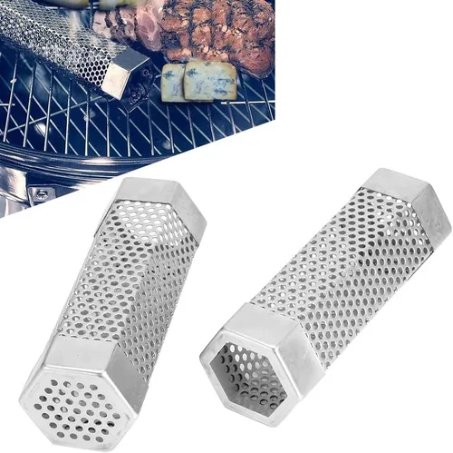 Miniatura 4 de Tubo de ahumador de pellets, 2 piezas de tubo de ahumador para parrilla de barbacoa, tubo de malla de pellets, caja de humo de 6 pulgadas, tubo