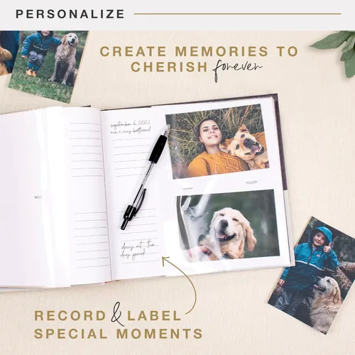 Miniatura 7 de MCS Love Is A Álbum de fotos de cuatro patas con capacidad para 200 fotos de mascotas de 4 x 6 pulgadas con espacio para notas, cubierta crema