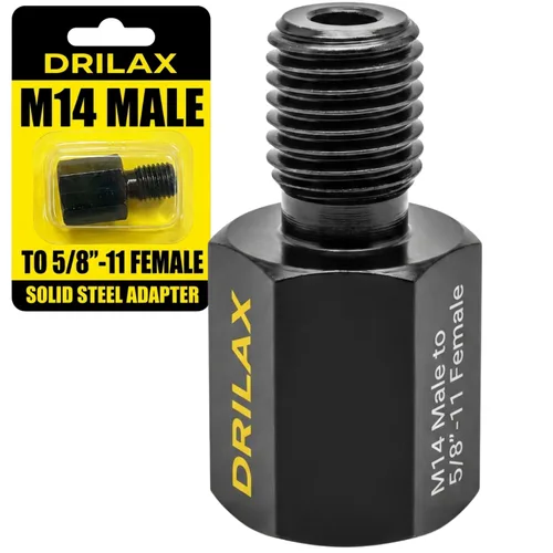 Drilax Adaptador de amoladora angular M14 macho a 5/8-11 hembra, convertidor de rosca europeo a norteamericano para brocas de núcleo de diamante,