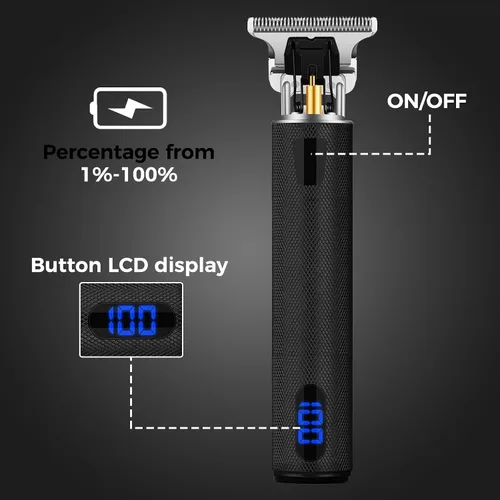 Miniatura 4 de candyfouse Cortadora de barba profesional para hombres, cortapelos con 4 peines límite, recargable inalámbrica con pantalla LCD, kit de aseo de Negro