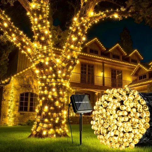 Miniatura 11 de Joomer Luces Solares Navideñas en Cadena, 39 pies, 100 LED, luces impermeables para exteriores con 8 modos de luces centelleantes para jardín
