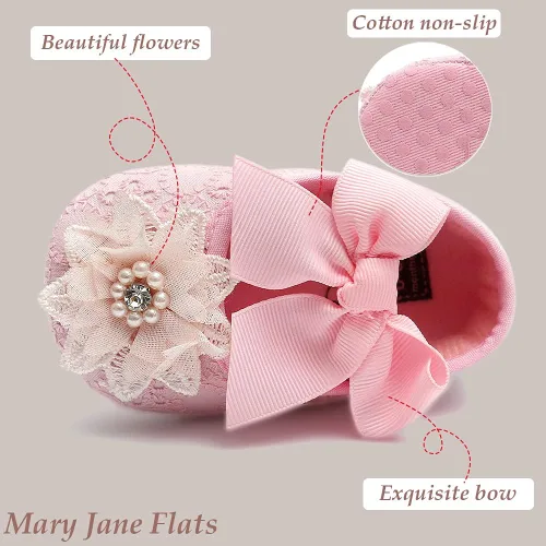 Miniatura 3 de QWZban Zapatos de bebé Mary Jane Flats antideslizantes con suela suave para bebés y niños pequeños, primeros caminantes, para fiestas, Navidad