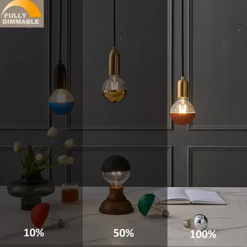 Miniatura 4 de Bombillas de luz media cromada, punta media naranja, regulables de 6 W (equivalente a 60 vatios), bombillas LED Ediosn, blanco suave 2700 K