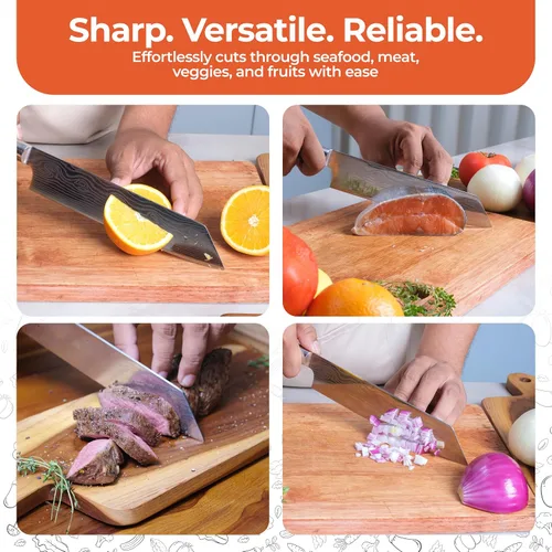 Miniatura 2 de Gidli Cuchillo de chef de 8 pulgadas con afilador de diamante, cuchillo de cocina afilado de acero inoxidable alemán para corte de precisión, mango
