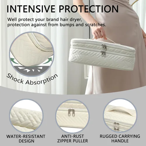 Miniatura 3 de Funda de transporte de doble capa para secador de pelo Revlon de un solo paso, bolsa de viaje para voluminizador/moldeador de cabello, caja Beige