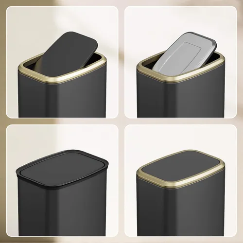 Miniatura 7 de Cubo de basura pequeño para baño de 8L/2.1 galones con tapa, cubo de basura rectangular con tapa abatible, cubo de basura de acero inoxidable