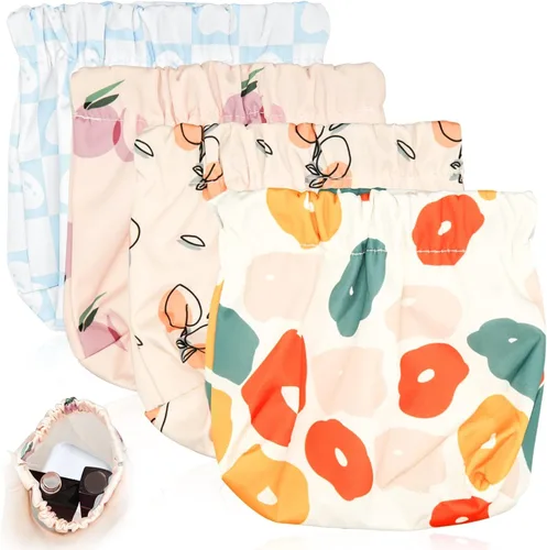 CANIPHA Bolsa de cosméticos con bolsillo de piel de cordero, bolsa de maquillaje pequeña portátil impermeable, sin cremallera, pequeña bolsa de
