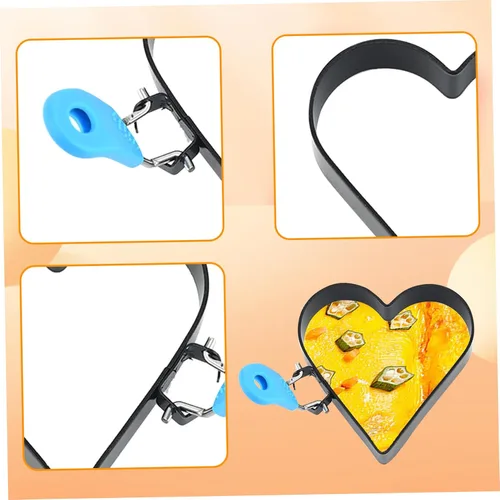 Miniatura 4 de Anillos de huevo para freír huevos, 2 anillos antiadherentes en forma de corazón de 4 pulgadas para freír huevos con mango de silicona, molde