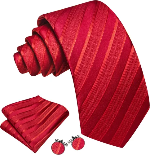 Miniatura 368 de Barry.Wang Juego de corbatas para hombre, corbata de seda a rayas, tejido a cuadros, gemelos formales, negocios, boda