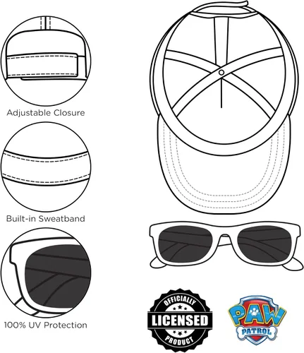 Miniatura 5 de ABG - Gorro para niños de 2 a 4 años, diseño de Paw Patrol, Thomas, Baby Shark, Mickey Mouse o Batman, gorra de béisbol y gafas de sol para niños