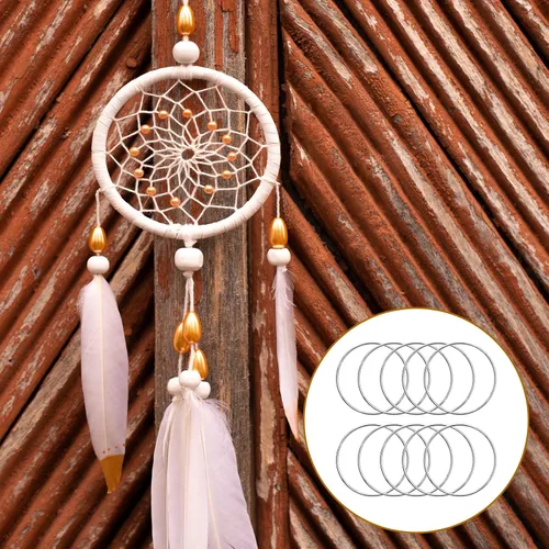 Miniatura 5 de 10 anillos de metal de 4 pulgadas para manualidades, aros de plata de macramé, anillos florales para manualidades, suministros de macramé