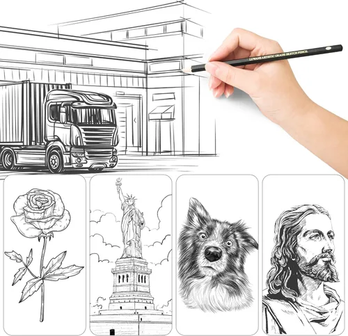 Miniatura 8 de Lápices de dibujo Juego de 14 lápices de dibujo (B - 12B) para dibujar, sombrear y garabatear Lápices de dibujo profesionales de grafito