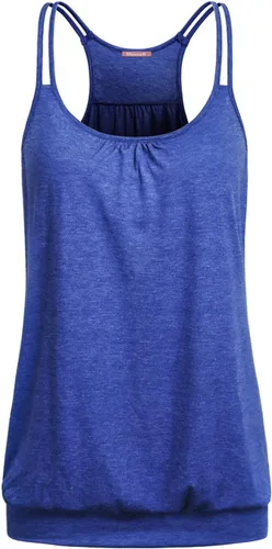 NEWMEEN Blevonh - Camiseta deportiva sin mangas para mujer, cuello redondo, tirantes delgados, espalda cruzada