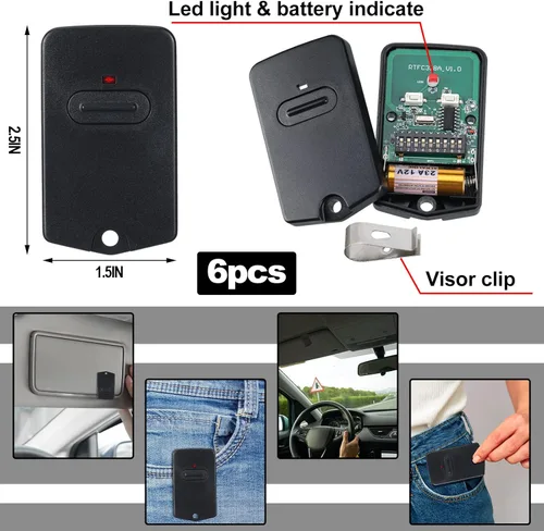 Miniatura 2 de Kingdder 6 unidades de control remoto de apertura de puerta compatible con Mighty Mule RB741 Control remoto de puerta compatible con GTO RB741/FM135