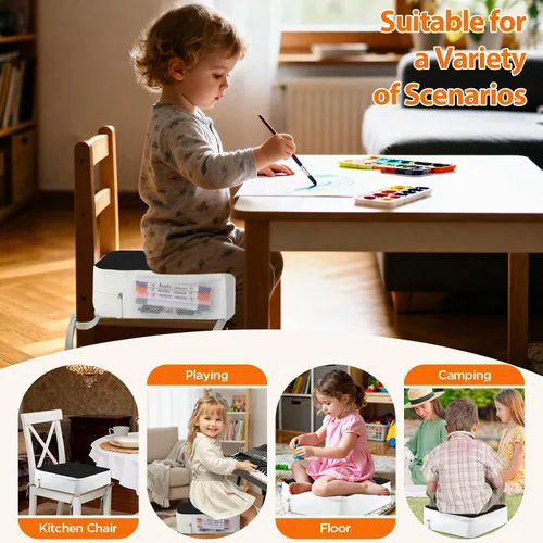 Miniatura 6 de Asiento elevador para silla de cocina, asientos elevadores de 3.8 pulgadas para mesa de comedor con lazos, asiento elevador de comedor