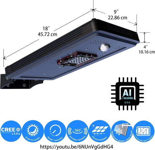 Miniatura 3 de Energía solar del anochecer al amanecer de aluminio negro al aire libre integrado LED AI-SSmart Sensing 1600 lúmenes CREE Area Path Luz
