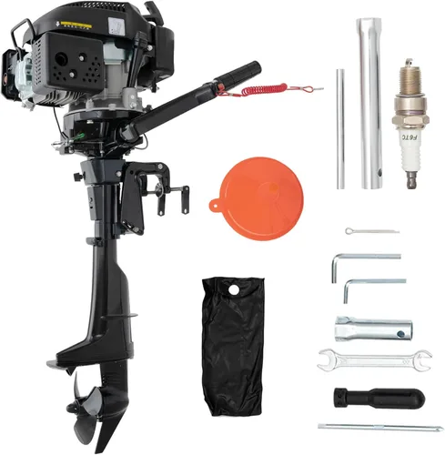 Miniatura 8 de HANGKAI - Motor fuera de borda de 4 HP de 4 tiempos 52CC, motor de barco de pesca resistente con sistema de refrigeración por aire, sistema CDI 4HP