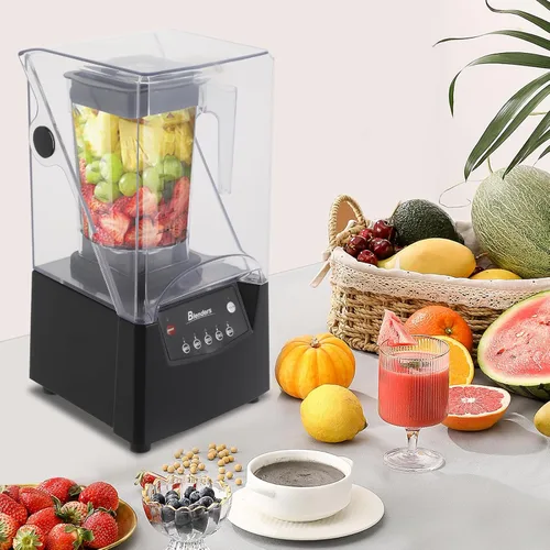 Miniatura 5 de Licuadora comercial de 2600 W con cubierta insonorizada, bajo nivel de ruido, 1.8 L, mezclador de batido de alta resistencia, mezclador de encimera