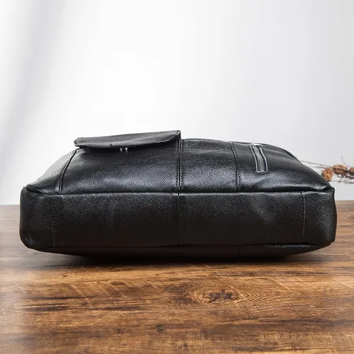 Miniatura 6 de Bolso de mensajero de cuero genuino para hombre, maletín para portátil, bolso de hombro para oficina, viajes de negocios con caja de regalo