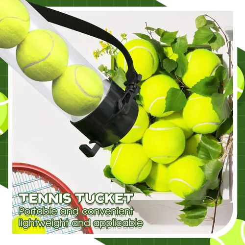 Miniatura 4 de Lenwen 2 piezas de tubo de recogida de pelota de tenis con correa para el hombro, soporte ligero para colector, 15 pelotas de tenis, agarrador