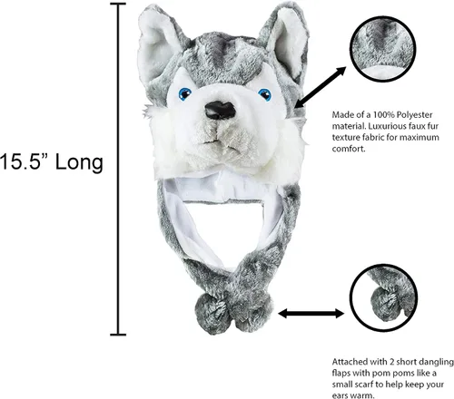 Miniatura 2 de Gorra con motivo de Husky, para invierno, de tejido suave (corto).