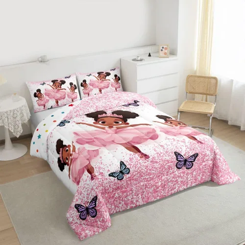 Miniatura 103 de Erosebridal Juego de ropa de cama de princesa de ballet, tamaño Queen, juego de edredón de 3 piezas para niñas bailarinas de ballet, lindo juego