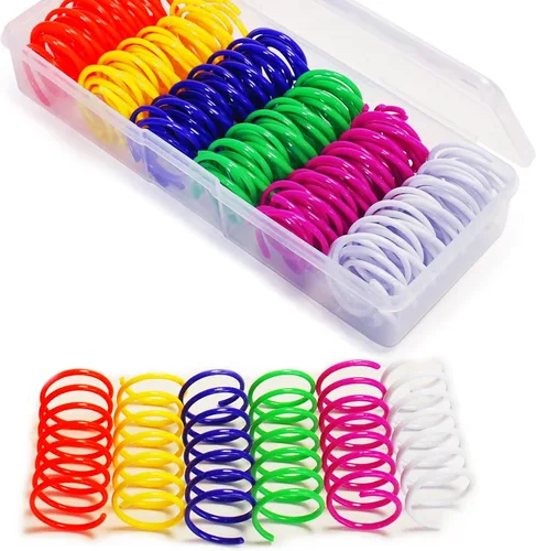 24 piezas de 6 colores de resortes almacenados en caja para gatos de interior jugando, espiral interactiva para gatitos, juguetes de bobina,
