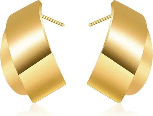 Miniatura 38 de KELMALL Aretes tipo argolla de oro de 14 quilates para mujer, hipoalergénicos, gruesos, redondos, no se deslustra, para orejas sensibles