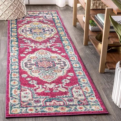 Miniatura 12 de JONATHAN Y Alfombra bohemia para interiores, color azul y amarillo, 3 x 5, medallón bohemio elegante, floral, fácil de limpiar, alto tráfico