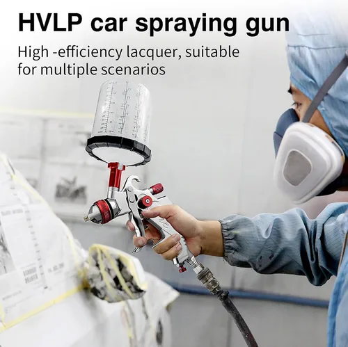 Miniatura 5 de HVLP Pistola de pulverización de aire alimentado por gravedad con boquillas de 1.4/1.7/2.0/0.098 in y tazas de mezcla de 650 cc, pistola de pintura