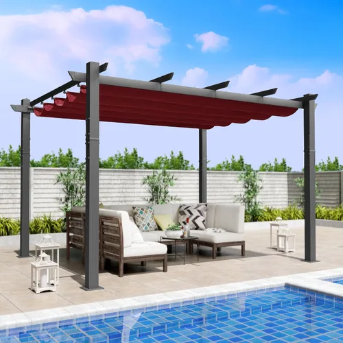Miniatura 18 de Kozyard Morgan Pérgola Retráctil para Exteriores con Toldo de Sombra para Patio, Refugio de Pérgola de Aluminio para Patio Trasero, Terraza, Jardín
