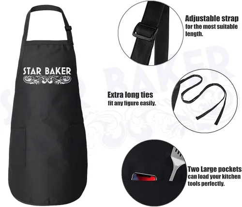 Miniatura 3 de Donkey Tees Star Baker Delantal – Divertido Chef Amateur Baker Baker, Baker, Cocina, Regalo – Talla única Delantal Unisex FOREST, Verde bosque