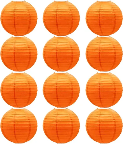 Miniatura 22 de Linternas de papel doradas chinas, japonesas, colgantes, redondas, para decoración de fiesta de Año Nuevo y Año Nuevo Lunar (12 unidades)